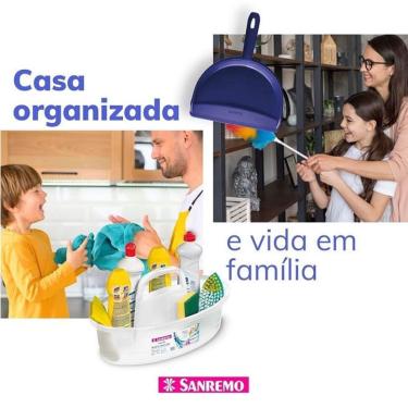 Imagem de Kit Balaio Cesto Oval Lavanderia Plástico + Pote Porta Sabão Pó 1Kg - Sanremo