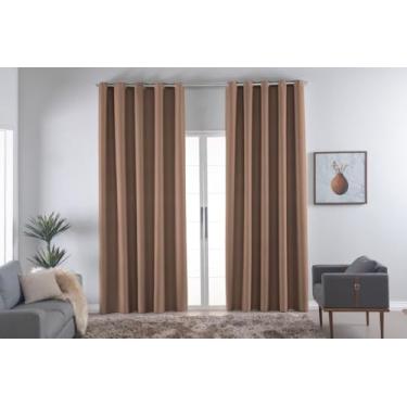 Imagem de Cortina Blackout Térmica Vários Tamanhos com Ilhós Cromado | Anti Luz e Frio | Tecido Grosso para Quarto e Sala | Instalação Simples | Elegante e Funcional (Avelã, 5,00m x 2,80m)