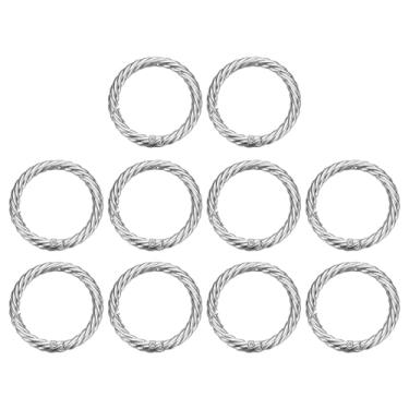 Imagem de HARFINGTON 10 peças de anéis de mola de 3,8 cm redondo gatilho de metal gancho de pressão círculo prata chaveiro clipe chaveiro para bolsas bolsa porta-chaves