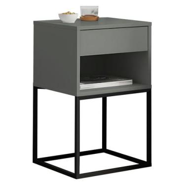 Imagem de Mesa de Cabeceira Industrial Sofia Base de Aço 1 Gaveta Corrediça Tele