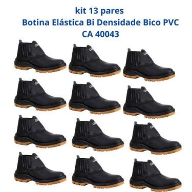 Imagem de Kit 13 Pares Botina Epi Bico Pvc Segurança Crival CA 40043, 34, Preto