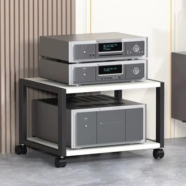 Imagem de WUHUQN Rack de áudio, suporte de mídia AV móvel de 2/3/4 camadas, suporte de TV estéreo para leitor de CD, estilo industrial, adequado para casa/escritório/teatro, armário de armazenamento de mídia