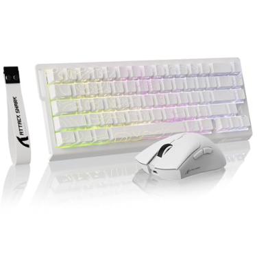 Imagem de Attack Shark X68 HE teclado para jogos e mouse R1, teclado magnético de 8 KHz, 16,8 M RGB, atuação personalizada, mouse ultraleve de 55 g com conectividade de 18.000 DPI e três modos para jogadores de