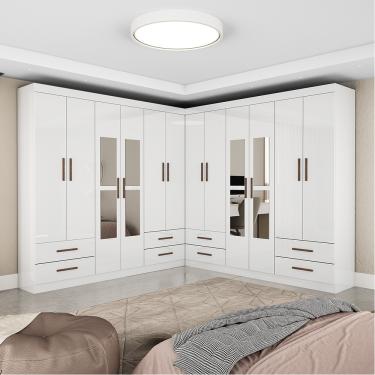 Imagem de Closet Casal Duplo Lu 12 Portas Com Espelho 8 Gavetas - Branco