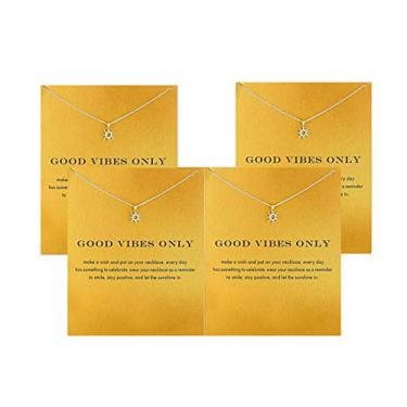 Imagem de Hundred River Colar de trevo da amizade, unicórnio, elefante da sorte com cartão de mensagem, cartão de presente (pacote com 4), Aço inoxidável, Sem Pedra Preciosa