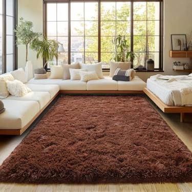 Imagem de Tapete de pelúcia marrom para sala de estar, tapete felpudo para quarto, dormitório, antiderrapante, tapete felpudo para sala de jogos, berçário, decoração de escritório, 1,5 x 18 m