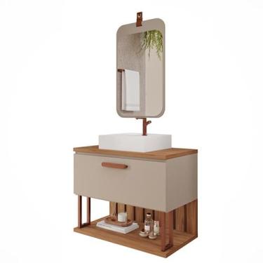 Imagem de Gabinete de Banheiro Duna 80 com Espelho Monet Cappuccino/Freijo - MGM