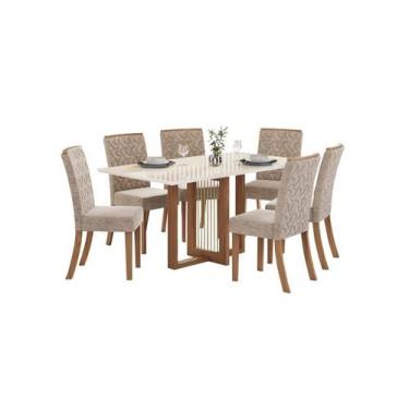 Imagem de Mesa Jantar Natali 160 6 Cadeiras Esther Creme - Henn
