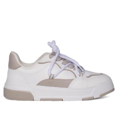 Imagem de Tênis Feminino Vizzano Recortes e Cordão Branco/Cinza, Branco, Cinza, 
