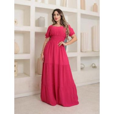 Imagem de Vestido Longo Luxo duna pipoca manga curto ombro ombro 0650 - NoBrand,