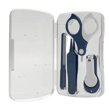 Imagem de SJHDUNBW Kit de manicure infantil com 4 peças, ferramenta de cuidados com as unhas, segura para crianças, cortador de unhas portátil com caixa para aparar unhas de segurança