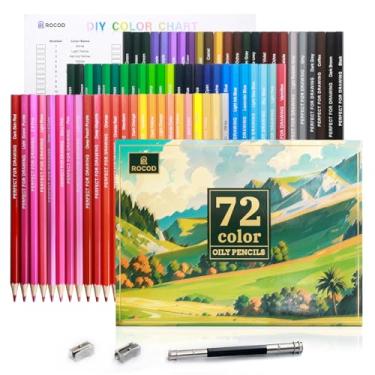 Imagem de ROCOD Conjunto de 72 lápis de cor profissionais para colorir para crianças e adultos