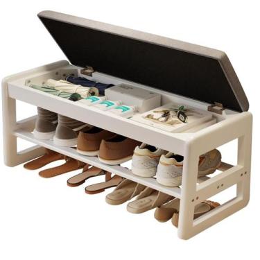 Imagem de Banco de sapateira AQIMUELE com almofada de 2 camadas, flip-top, branc