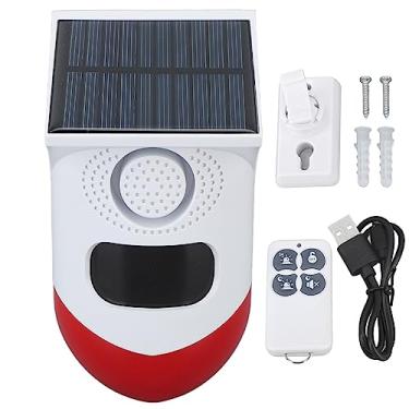 Imagem de Luz de Alarme do Estroboscópio Solar Com Sirene de Sensor de Movimento, Sirene de Alarme Ao Ar Livre Com Controlador Remoto 120dB Somen Siren Light IP67 4 Modo para Home Barn