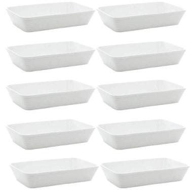 Imagem de Kit 10 Travessas de Porcelana Lines para Restaurante Buffet Retangular