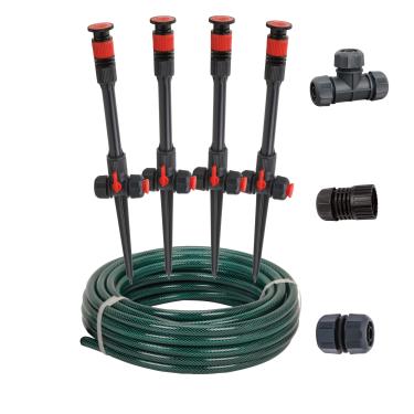 Imagem de Eden 97063 Sistema de irrigação de jardim multiajustável com design flexível acima do solo, irrigador e mangueira, conjunto de irrigação de plantas faça você mesmo
