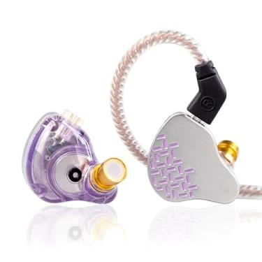 Imagem de Kinboofi Fone de ouvido intra-auricular KBEAR Rosefinch, cancelamento de ruído com placa frontal de liga de zinco de nível aviacional, fones de ouvido com fio com cabo removível para cantor (roxo