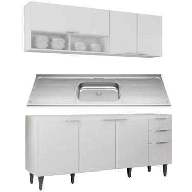 Imagem de Armário de Cozinha CP01 Com Pia 180cm Pérola Z34 Branco     - Mpozenato