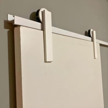 Imagem de Kit Para Porta de Correr Roldana Aparente Em Alumínio Branco - WF puxa