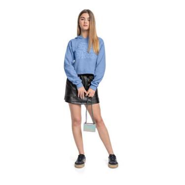 Imagem de Blusão Juvenil em Moletom Gloss, Azul, 10