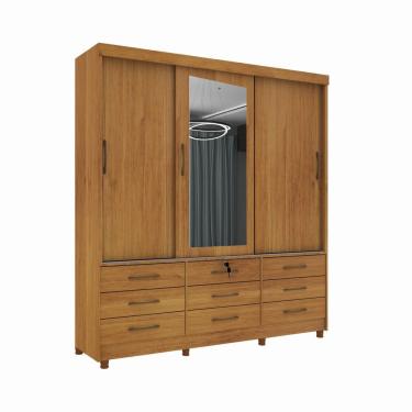 Imagem de Guarda Roupa 3 Portas 9 Gavetas Com Espelho E Pés cinamomo