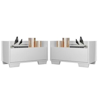 Imagem de Kit Com 2 Mesas De Cabeceira 60Cm Multimóveis V3634 Branca Branco