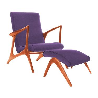 Imagem de Poltrona Mona Plus Vk Anos 50 Suede Roxo Com Puff Cor Rosa