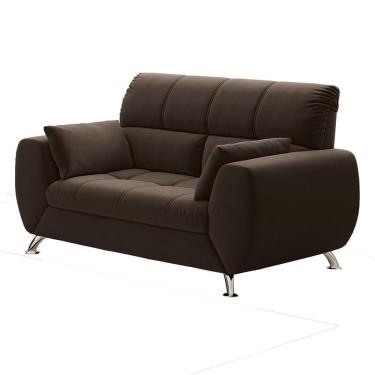 Imagem de Sofá 2 Lugares Bélgica Em Tecido Suede Com 2 Almofadas Linoforte Café