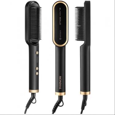 Imagem de Escova Alisadora Black Gold Argan Ea06 Cabo Giratório 230c Mondial Dourado Com Preto Bivolt