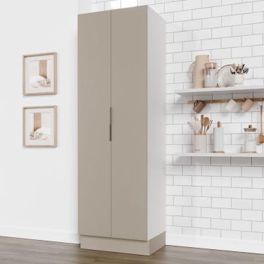 Imagem de Armário Multiuso 2 Portas 70cm Com Rodapé Ipanema Cabecasa Madeiramadeira Fendi Trama/branco