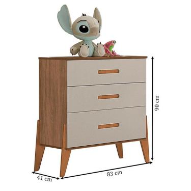 Imagem de Cômoda Gaveteiro Infantil Ambiente Emilly Off White Carvalho - Canaã Baby
