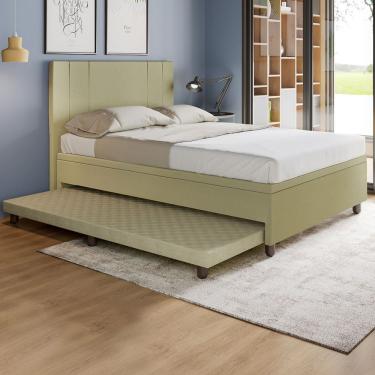 Imagem de Base Box Casal Com Cama Auxiliar Com Colchão Conjugado Corino - Skybox Cor Bege