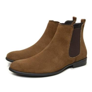 Imagem de Bota Chelsea em Couro Masculina Camurça Argentina Clássica - Manutt, C