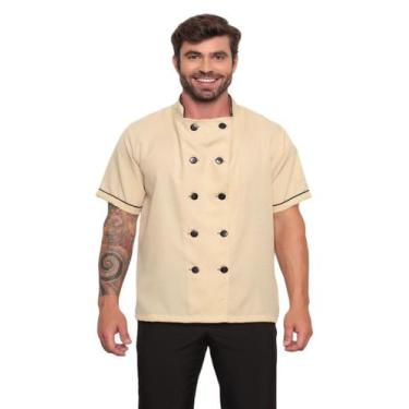 Imagem de Dolma Chef Masculina Manga Curta Bege Emerald - Gardenia Jalecos, G