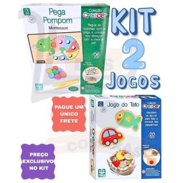 Imagem de Kit 2 Brinquedo Educativo Jogo Do Tato Encaixe Infantil E Jogo Sensori