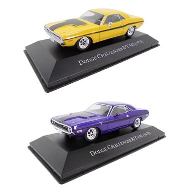 Imagem de OPO 10 - Set of 2 1/43 Scale Model Cars Compatible with Dodge Challenger R/T 440 1970 Yellow + Purple - ACL04