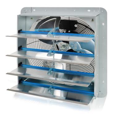 Imagem de YSMN Ventilador De Parede 16" Com Velocidade 1200 Cfm E Lâminas Alumínio Para Persianas, Sótão, Garagem, Estufa, Galpão, Porão