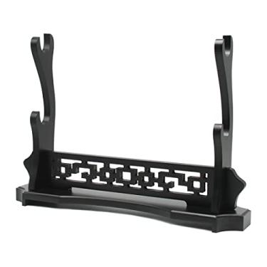 Imagem de WANLIAN Suporte Para Espadas De Dois Níveis, Mesa Exposição Gladiadores Samurai Katana, Preto