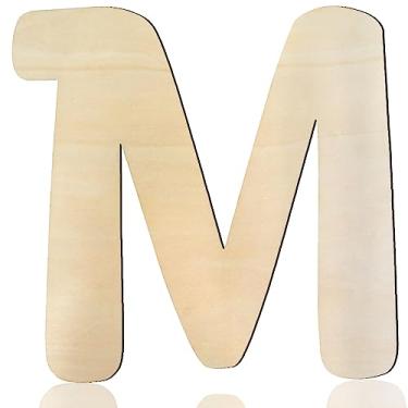 Imagem de She Love Letras De Madeira 8" Letra M 1/5" Espessura Recortes Alfabeto Inacabado Para Decoração Parede Artesanato Pintura Faça Você Mesmo Festa Aniversário Berçário Feriado Grandes Decorações Casa