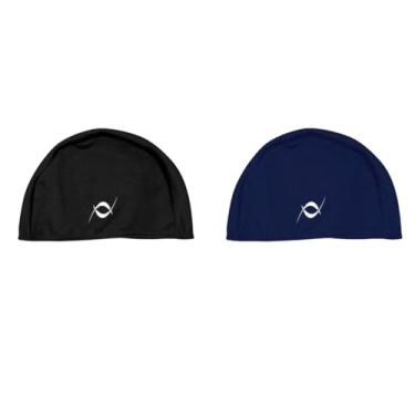 Imagem de Kit 2 Touca De Tecido Infantil Juvenil Natação Piscina (1 Preto / 1 Azul Marinho)