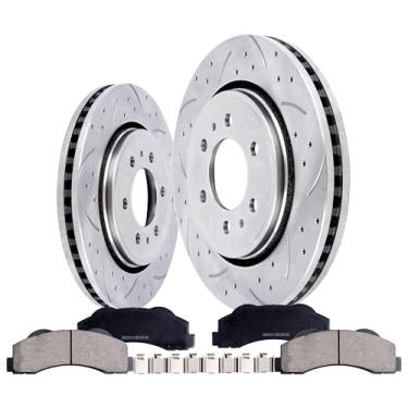Imagem de Vipcar Kit De Pastilhas E Rotores Freio Dianteiros Compatíveis Com Ford F-150 2010-2020, Para Expedition/Lincoln Navigator 2010-2021, Sem Pacote Carga Útil Serviço Pesado, Rodas 6 Parafusos