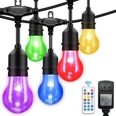 Imagem de IPStank Cordão De Luzes Led 105 Pés Com Mudança Cor Para Áreas Externas, Rgb Regulável Pátio 25 Lâmpadas Edison E26 À Prova Quebra, D'Água Quintal E Jardim