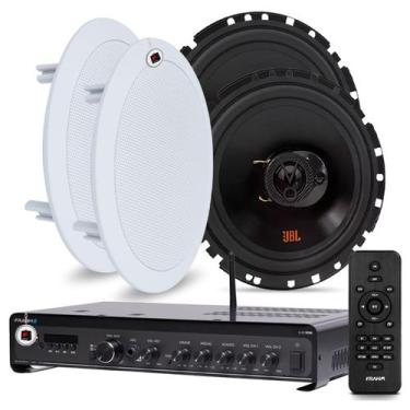 Imagem de Kit Som Ambiente Academia Salão Lojas Bluetooth Conexão Tv Usb Sd Slim