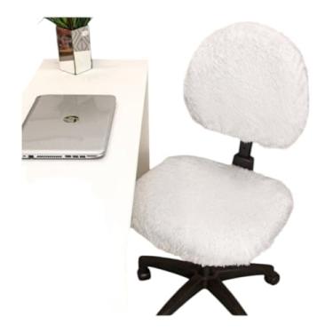 Imagem de Capa para Cadeira executiva sem braço estética Escritório pelúcia Pelo Curto (BRANCO)