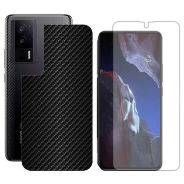 Imagem de Película Hidrogel + Adesivo Fibra De Carbono Para Poco F5 Pro - Preta