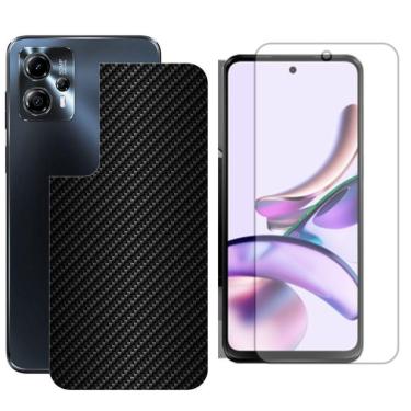 Imagem de Película Hidrogel + Adesivo Fibra De Carbono Para Moto G13 - Preta