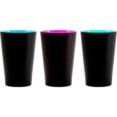 Imagem de 3 Copo de Festa Rígido Twister Preto Fosco - AAZ, Sortido