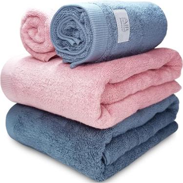 Imagem de Jogo de Banho Gigante Banhão Buddemeyer Dual Air 100% Algodão 4 peças Toalha Alta Absorção Macia Grossa (Rosa Azul 1616/1948)