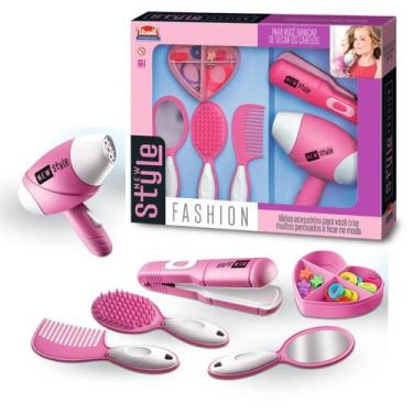 Imagem de Brinquedo Kit Salão de Beleza Infantil New Style Chapinha Secador e ac