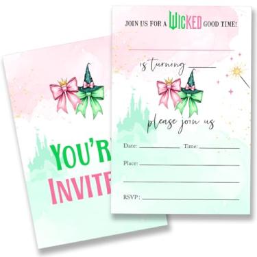 Imagem de QZJ Wicked Birthday Party Invitations Supplies with Envelopes Set of 20 Wicked Theme Birthday Convites Preencha em branco, dupla face